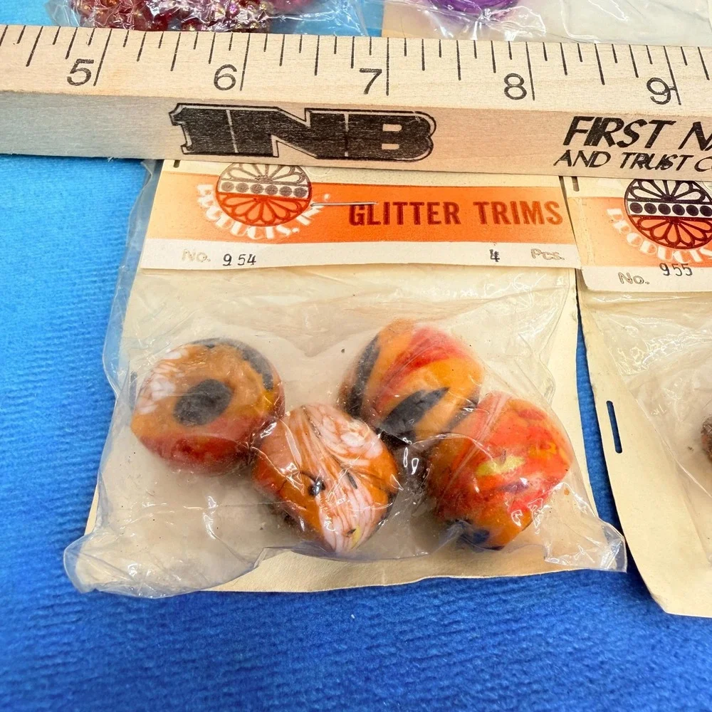 Vtg NOS Craft Bead Lot Walco Glitter Trims Westrim Berry Beads The Beadery Disc